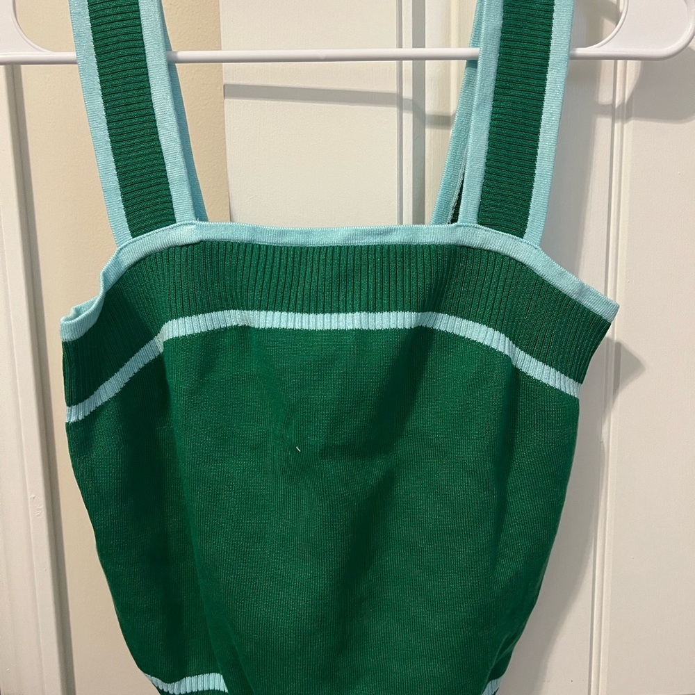 Green and Light Blue Knit Tank Top
